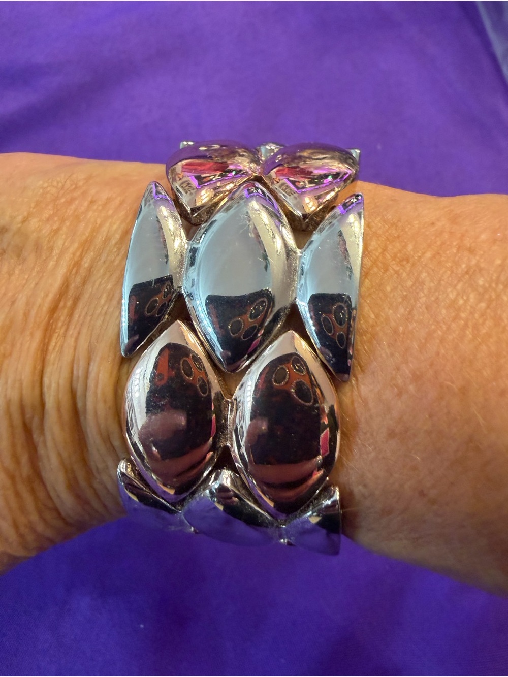 Park Lane Mixed Metal Silver Rose Gold Statement Stretch Bracelet